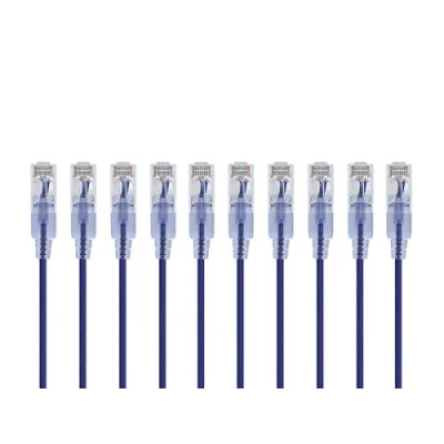 Obrázek Monoprice Cat6A ethernetový patch kabel Snagless RJ45, 550 MHz, 10 G, UTP, čistě holý měděný drát, 30 AWG, kusů, 60 cm, fialový řada SlimRun