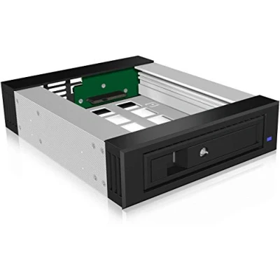Obrázek ICY BOX 5,25&quot; výměnný rám pro 1x 3,5&quot; (8,9 cm) nebo 2,5&quot; (6,35 SATA III/SAS II HDD/SSD, uzamykatelný, hliník, IB 129SSK B