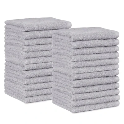 Obrázek Amazon Basics ručníky na obličej do koupelny, 100% bavlna, obzvlášť savé žínky, rychleschnoucí, kosmetického salonu, 30 x cm, šedé, balení 24 ks