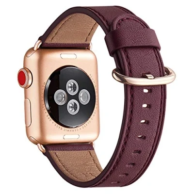 Obrázek WFEAGL kompatibilní s Apple Watch náramek 40 mm 41 38 42 (řada 10), kožený pásek náhradní pro muže dámy iWatch řady 10/9/8/7/6/5/4/3/2/1, SE/SE2, víno+růžové zlato