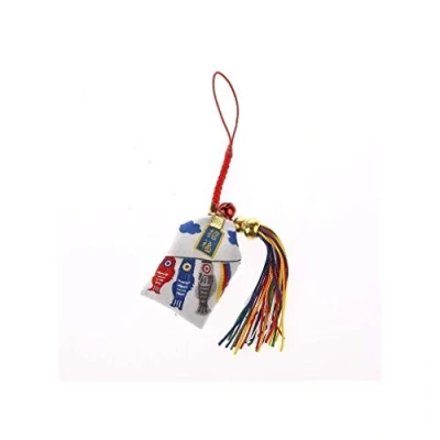 Obrázek lachineuse Omamori, Textil, Blanc Et Bleu Dominant, 6x4x0.5cm