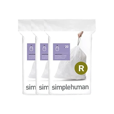 Obrázek simplehuman CW0253 Code R přesný pytel na odpadky, 3x balení s 20 (60 sáčků odpadky), bílý plast