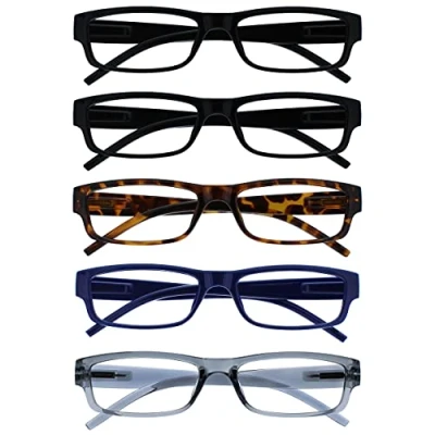 Obrázek The Reading Glasses Company Brýle na čtení podnikatelská hodnota balení po 5 kusech lehké pánské ženy černé hnědé tmavě modré šedé RRRR32 11237 +1,00