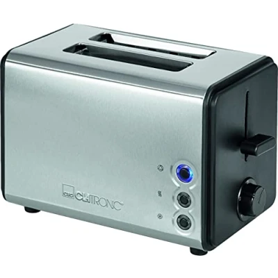 Obrázek Clatronic Toustovač TA 3620, pouzdro z ušlechtilé oceli, odnímatelný nástavec na pečivo, funkce rozmrazování/zahřívání/rychlého zastavení, 2 topinkovače, zásuvka drobky, ušlechtilá ocel