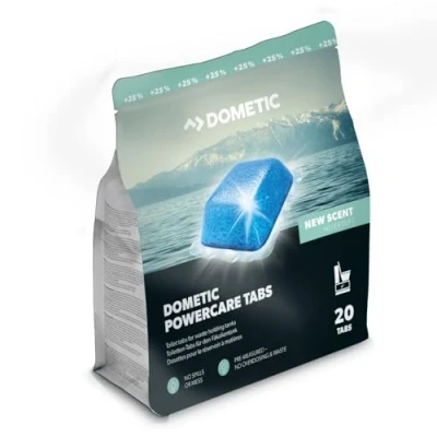 Obrázek DOMETIC Power Care pro kempovací toalety a chemické sanitární přísada rozkládá výkaly zabraňuje nepříjemným pachům alternativa k tekutině (20 záložek 20 náplní nádrží)