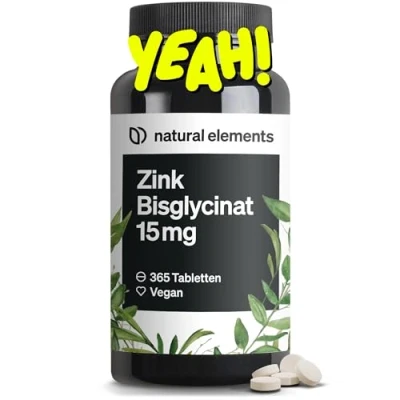 Obrázek Zinek 15 mg 365 tablet dobře snášený bisglycinát zinečnatý (zinkový chelát) veganský, ve vysokých dávkách, bez zbytečných přísad vyroben v Německu a laboratorně testován