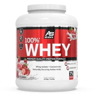 Obrázek All Stars 100% WHEY PROTEIN 2270 g I proteinový prášek s kořeněným koncentrátem a izolátem lahodný nízkým obsahem tuku kvalitní krémový koktejl příchutí
