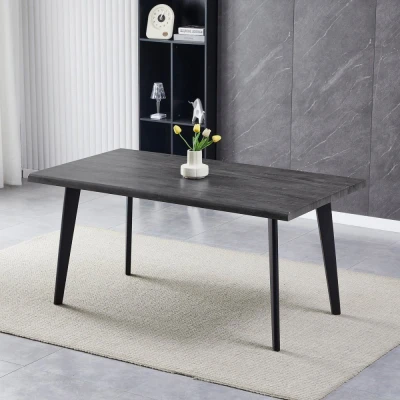 Obrázek Stůl jídelní, 160x90x75 cm, MDF deska, dekor šedý dub, kov, černý lak HT F4416 GREY