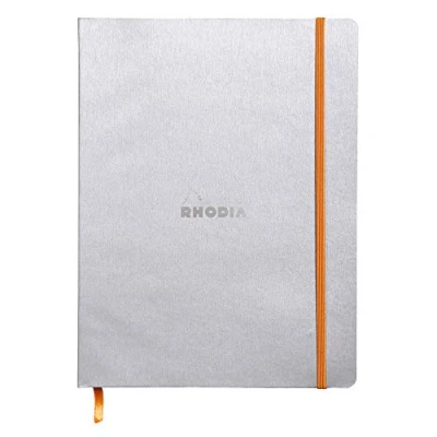 Obrázek Rhodia 117551C poznámkový sešit Rhodiarama s měkkou obálkou, dot grid, 80 listů, 90 g papíru v barvě slonoviny, 190 x 250 mm, záložka, vnitřní kapsa, 1 kus, stříbrný
