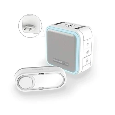 Obrázek Honeywell Home DC515SP2 Serie 5 kompaktní zásuvný LED gong s tlačítkem zvonku, bílý/šedý