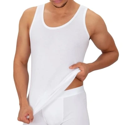 Obrázek Celodoro Pánské tílko 5 ks jemně žebrovaný tank top ze 100% bavlny trička na podpaží, s ramínky a nátělníky pro muže prodyšná tílka proti pocení, Bílá (5)