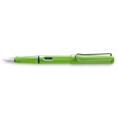 Obrázek Lamy safari green plnicí pero s ergonomickou rukojetí a leštěným ocelovým hrotem v šířce tahu M robustní ASA plast vč. inkoustové kazety T 10 modré pro praváky