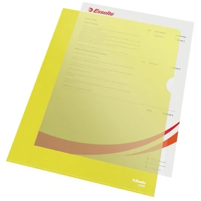 Obrázek Esselte Sada průhledných obalů Standard Plus, 100 kusů, formát A4, žlutá s matným povrchem, 0,115 mm PP fólie, 54842