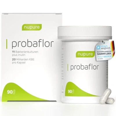 Obrázek Nupure® Probaflor 90 kapslí, s 1 800 miliardami CFU/krabičkou*, 11 speciálních kmenů bakterií, inulinem a Lactobacillus salivarius SP2, lépe chráněné díky speciální dávce, Vegan