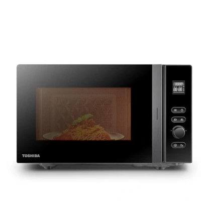 Obrázek Toshiba MV AM20T(BK) mikrovlnná trouba/samostatná trouba/ 20 l / 800 W 5 výkonových stupňů 12 automatických programů/smalt vnitřní prostor/snadné čištění/funkce rozmrazování skleněný