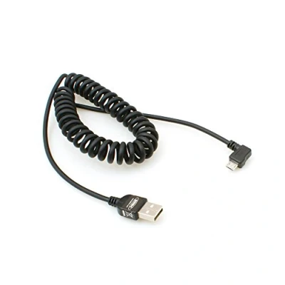 Obrázek System S Micro USB 2. 0 Spiral kabel 90 stupňů úhlový konektor (vlevo/malý) datový nabíjecí 150 cm