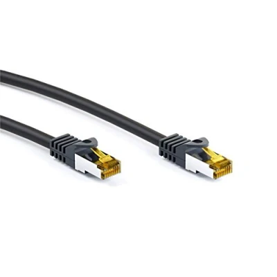 Obrázek Goobay 91653 RJ45 patch kabel CAT 6A S/FTP (PiMF) s 7 surovým kabelem / 500 MHz síťový internetový RJ 45 konektor LAN černý 15m