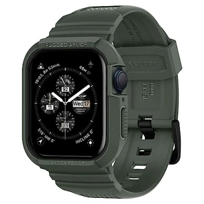 Obrázek Spigen Rugged Armor Pro Hülle mit Armband Kompatibel Apple Watch Serie 9/8/7(45mm) 6/5/SE(44mm) Militärgrün