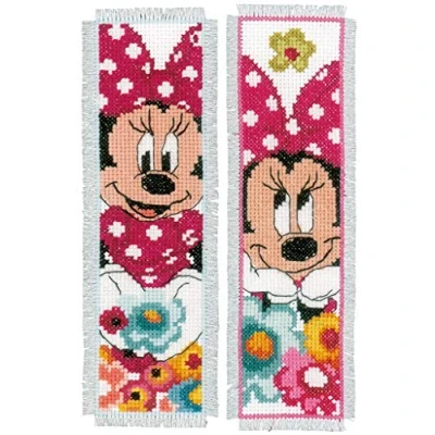 Obrázek Vervaco WD Lesezeichen Minnie Aida 2er Set Kreuzstickpackung zum Auszählen, weiß, 6 x 20 0,30 cm