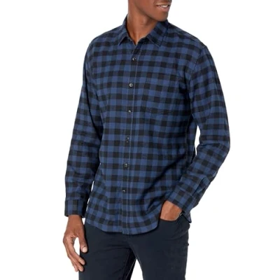 Obrázek Amazon Essentials Pánská košile s dlouhým rukávem z flanelu (k dostání v nadměrné velikosti), modrá černá Buffalokaros, M