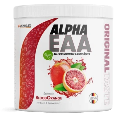 Obrázek ALPHA EAA prášek 462 g všech 8 esenciálních aminokyselin pro veganské aminokyseliny Amino Workout Drink Vyrobeno v Německu optimální hodnota chutná chuť (citrónová oranžová)