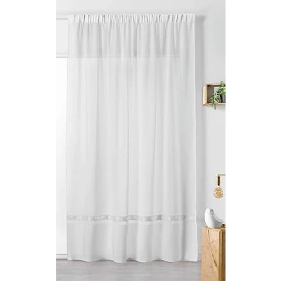 Obrázek LINDER 0360/10/343 Gardine, lang, Bordüre Eichenlaub, řasicí páska, 180 x 240 cm, bílá