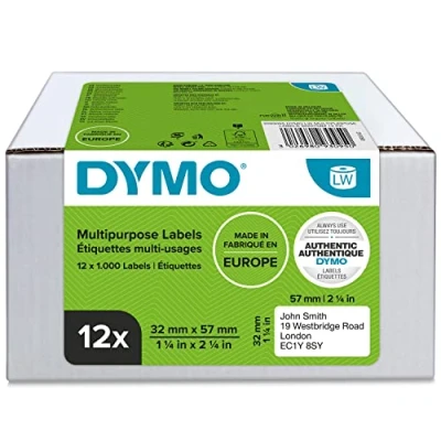 Obrázek DYMO Originální víceúčelové etikety LabelWriter 57 mm x 32 role s 1000 snadno odstranitelnými štítky samolepicí pro tiskárny štítků a popisovací přístroj