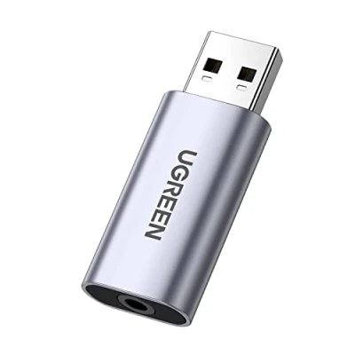 Obrázek UGREEN USB Externe Soundkarte 2 in 1 auf 3,5 mm Buchse Klinken Audio Adapter zu Klinke, für Windows, Mac, Linux, kompatibel mit Headset Laptop PS4 Raspberry Pi usw.