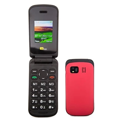 Obrázek Ttsims flip tt140 mobilní telefon fotoaparát Bluetooth nejlevnější skládací telefon, červená