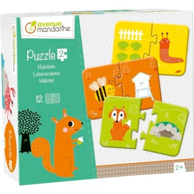 Obrázek Avenue Mandarine JE511C sada s 12 puzzle 2dílná, praktická, hravá a pestrá, ideální pro děti od 3 let, 1 sada, stanoviště