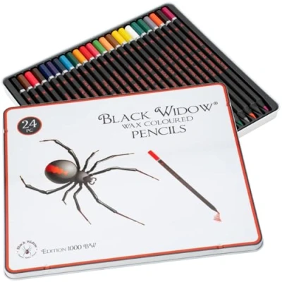 Obrázek Black widow Barevné tužky pro dospělé, Nejlepší barevná tužka sada dospělé knihy, Top kvalita 24 ks Blackwood kreslící souprava použití v jejich knihách