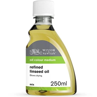 Obrázek Winsor &amp; Newton 3039748 Čištěný lněný olej pro olejové barvy, odolný proti stárnutí, zvyšuje lesk a průhlednost olejových barev, zpomaluje proces sušení 250 ml láhev