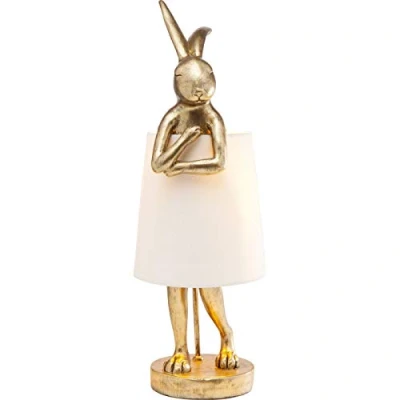 Obrázek Kare Design Tischlampe Animal Rabbit Gold/Weiß, Hasenleuchte, Tischleuchte, Nachttischlampe, Tiermotiv, Schreibtischlampe Kinder, Kippschalter am Kabel, Leuchtmittel nicht inklusive, 68x23x26cm