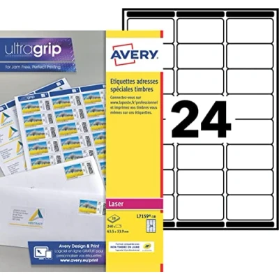 Obrázek AVERY L7159 10.FR Adress Etiketten Special, 63,5 x 33,9 mm, weiß