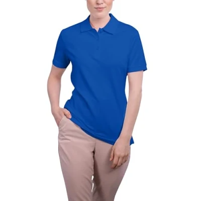 Obrázek HRM dámské luxusní polotriko I Premium polotričko ze 100% bavlny Basic Polohkošile do 60 C stálobarevná Kvalitní &amp; udržitelné horní díly, Modrá (Royal Blue 05 královská modrá)