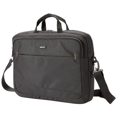 Obrázek Amazon Basics Kompaktní taška na laptop, přes rameno/taška s kapsami pro uložení příslušenství, laptopy do (17,3 palců 44 cm), černá, 1 kus