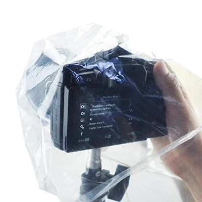 Obrázek JJC RI S jednorázový ochranný kryt proti dešti pro bezzrcadlovou systémovou kameru (DSLR fotoaparát) 2 ks transparentní
