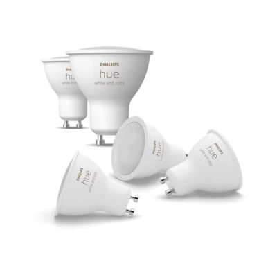 Obrázek Philips Hue White &amp; Color Ambiance GU10 LED Spot balení 5 ks (400 lm), stmívatelné žárovky pro světelný systém s 16 miliony barev, chytré ovládání světla pomocí hlasu a aplikace