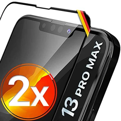 Obrázek UTECTION 2X Full Screen ochranné sklo pro iPhone 13 MAX Perfektní tvar od německého poskytovatele snadná aplikace &gt; netvoří bubliny, maximální tvrdost skla dlouhodobou ochranu