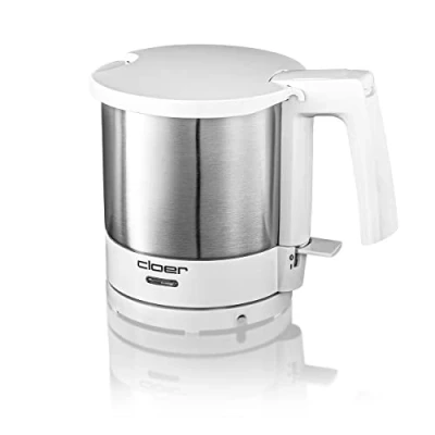 Obrázek Cloer 4721 rychlovarná konvice, 2000 W, uvnitř ležící značení náplně, ochrana proti chodu nasucho a přehřátí, 1 litr, matná nádoba z ušlechtilé oceli, bílá