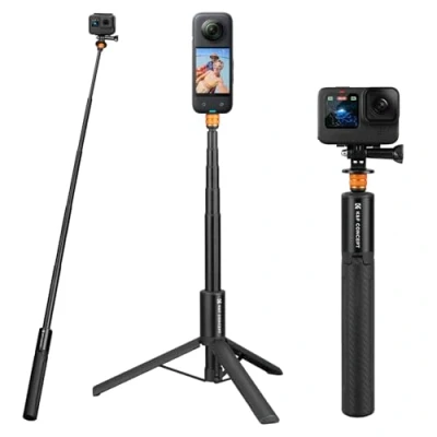 Obrázek K&amp;F Concept MS21 selfie Stick stativ pro Insta360, neviditelná tyč s adaptérem, vytahovací Insta 360 Ace Pro/X4/X3/ONE X2/ONE X, DJI Osmo Pocket 3, AKASO Action Kamera