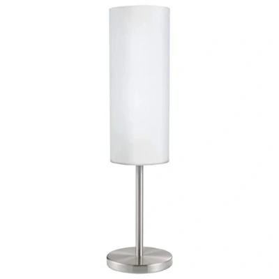 Obrázek stolní lampa EGLO Troy 3, s 1 plamenem, noční z oceli, barva: matný nikl, sklo: satinovaná bílá, objímka: E27, vč. Vypínače