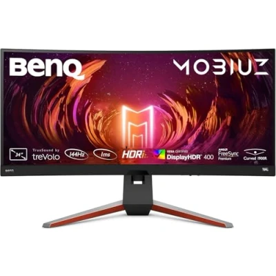 Obrázek BenQ Mobiuz EX3415R HDRi IPS 21:9 Ultrawide Curved SimRacing Monitor, HDR, 144 Hz, 1 ms MPRT, FreeSync, 1900R, Built in 2.1 Channel Speakers, Game Modes, Remote Control, černý, 34 palců (WQHD)