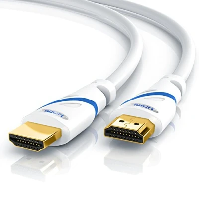 Obrázek CSL 4k HDMI kabel 2. 0 7,5m Ultra HD @ 60Hz High Speed with Ethernet Full 3D ARC CEC HDCP HDR 18 Gbit s TV Blu ray PS5 Xbox Series X Switch bílý 7,5 metrů