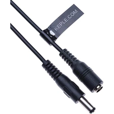 Obrázek DC prodlužovací kabel s 2,1 mm / 5,5 konektorem na zdířce 2 m přípojka CCTV síťový adaptér kompatibilní Security Camera, IP DVR Standalone, LED pásky, monitory (černý)