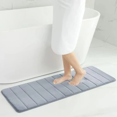 Obrázek Homaxy Paměťová pěna Koupelnový koberec savý protiskluzová koupelnová předložka omyvatelná rohož 43 x 120 cm, šedá