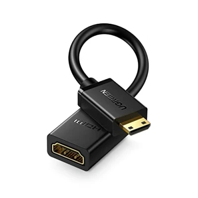 Obrázek UGREEN Mini HDMI adaptér 4K na 18Gbit/s podporuje 3D, Ethernet ARC kompatibilní s Raspberry Pi Zero 2 W, fotoaparát Canon (20 cm)