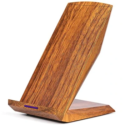 Obrázek GreatCool Dřevěné žilkování bezdrátová nabíječka se 2 cívkami, indukční qi bezdrátové nabíjení, rychlá nabíjecí stanice, 10 W 5 pro iPhone X/8/8 Plus Samsung Galaxy