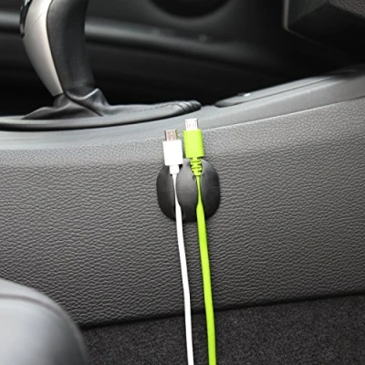 Obrázek CABLE CANDY Sada Mixed Beans 6 kusů držáků kabelů, organizér svorky na kabely, vedení management kabelu pro psací stůl, doma, kancelář a auto. Samolepicí. Kabel do 5 mm. Černá