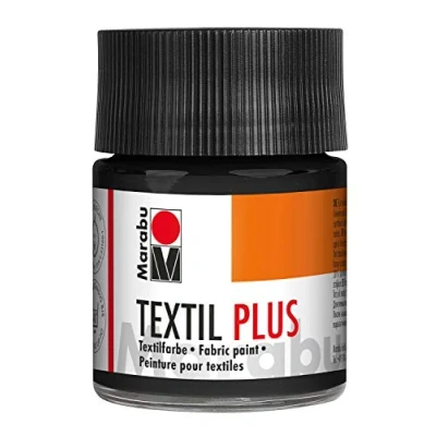 Obrázek Marabu 17150005073 textil Plus černá 50 ml, celoplošná barva na pro tmavé látky, vhodná malování látky a tisk látek, po fixaci lze prát do 40 C